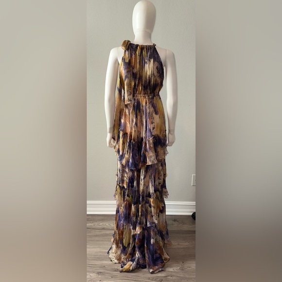 ALEXIS *Harmony* purple yellow gold tiered halter maxi dress gown S *RARE* - Picture 5 of 12